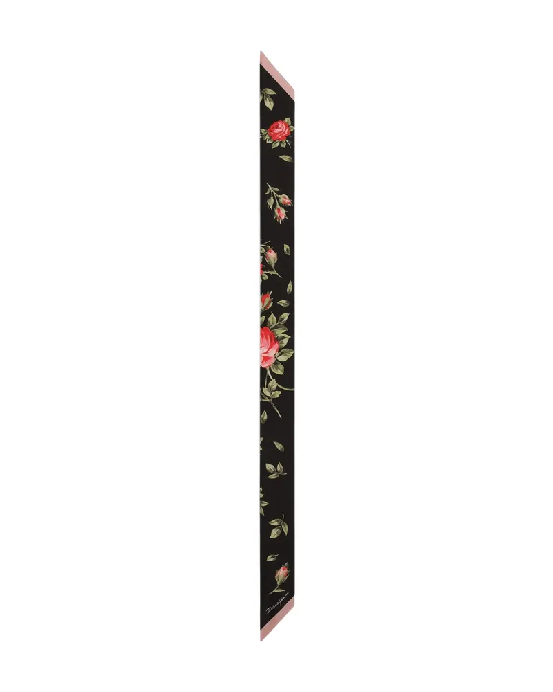 Dolce & Gabbana Floral Bouquet Scarf Black