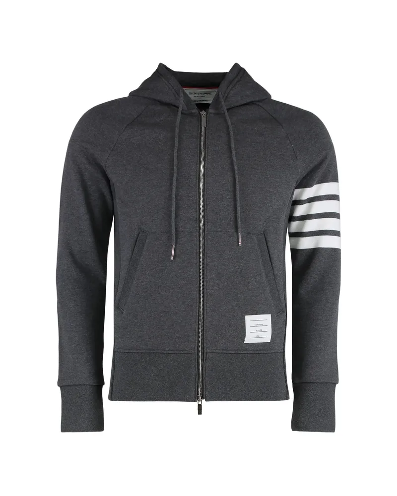 Thom Browne Classic Loopback 4-Bar Zip-up Hoodie Grey