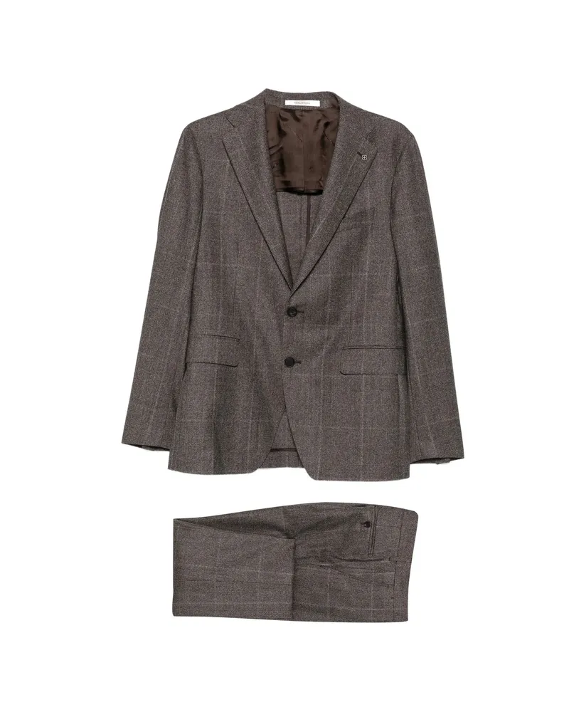 Tagliatore Check-pattern Wool Suit Grey