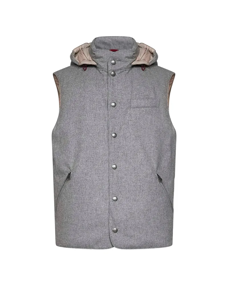 Brunello Cucinelli Hooded Padded Gilet Grey