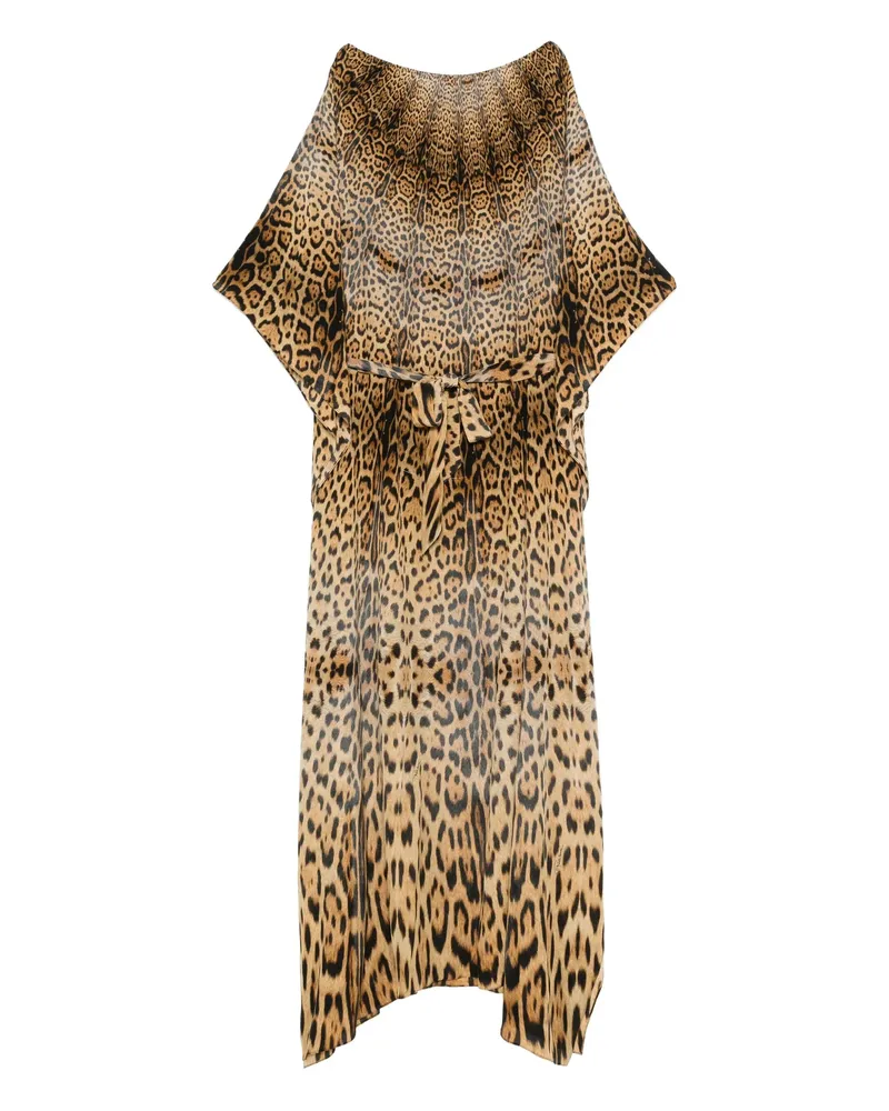 Roberto Cavalli Self-tie Leopard-print Dress Brown