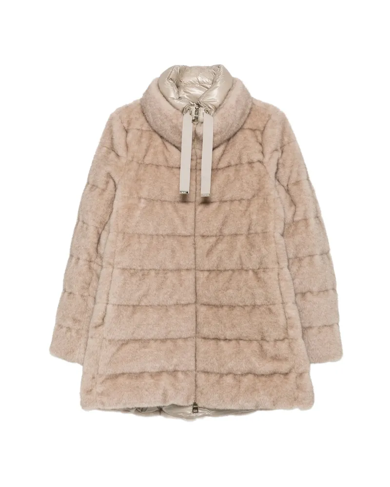 Herno Quilted Faux-fur Coat Neutrals