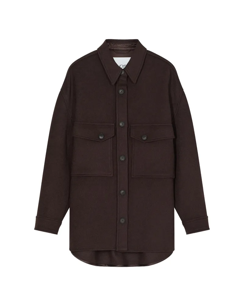 Closed Button-up Oversized Jacket Brown