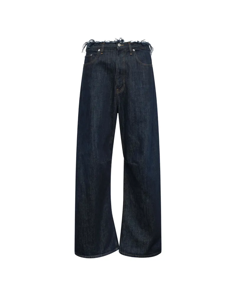 Maison Margiela Frayed Wide-leg Jeans Blue