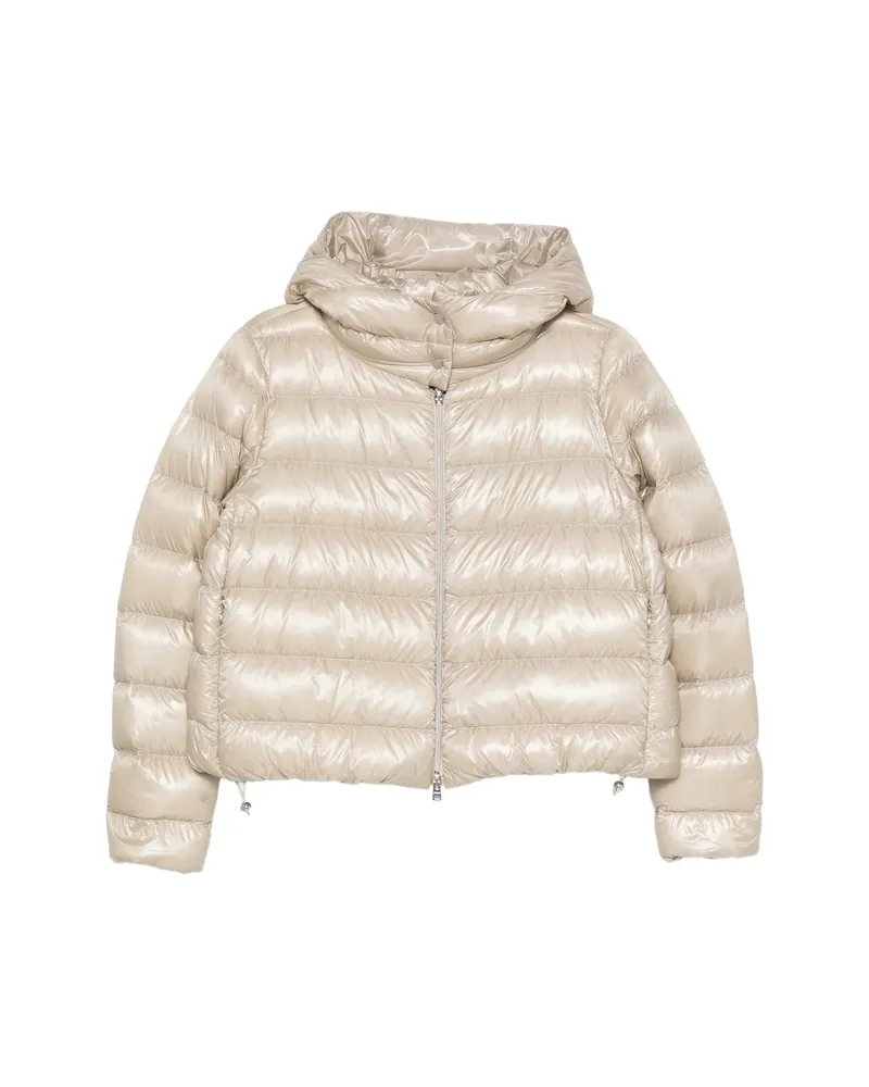 Herno Hooded Quilted Zip-up Jacket Neutrals