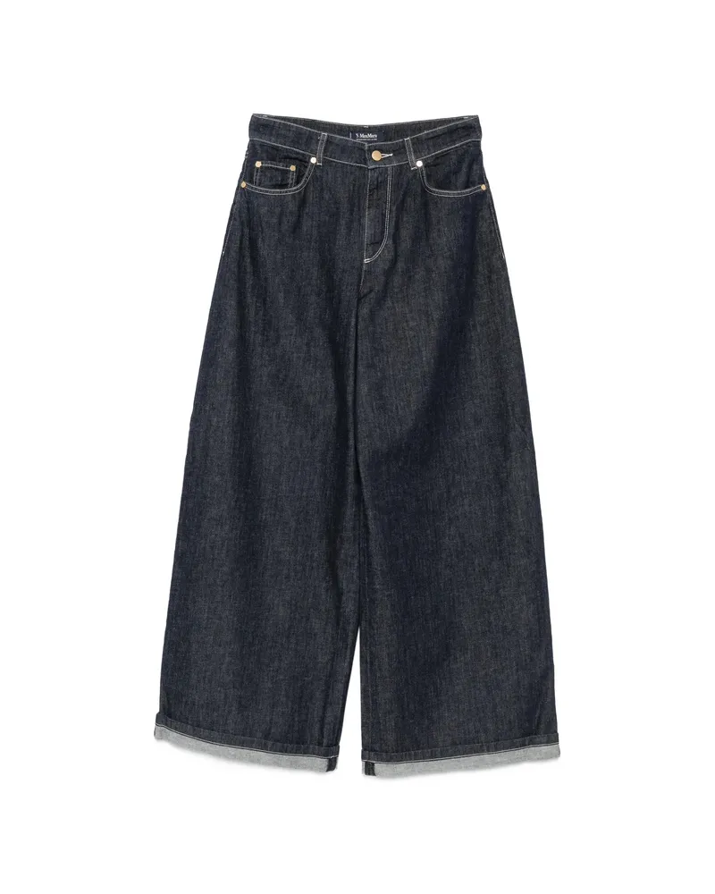 Max Mara Wide-leg Turn-up Jeans Blue