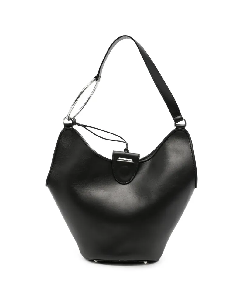Dondup Ring-detail Leather Shoulder Bag Black