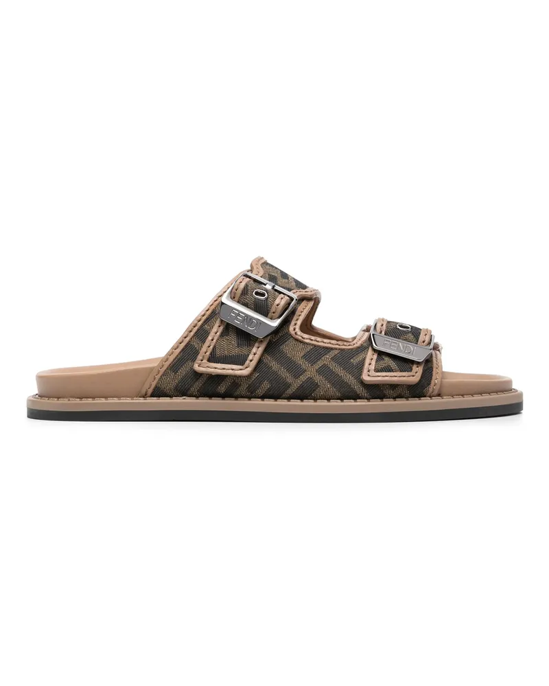 Fendi Feel FF-jacquard Sandals Brown