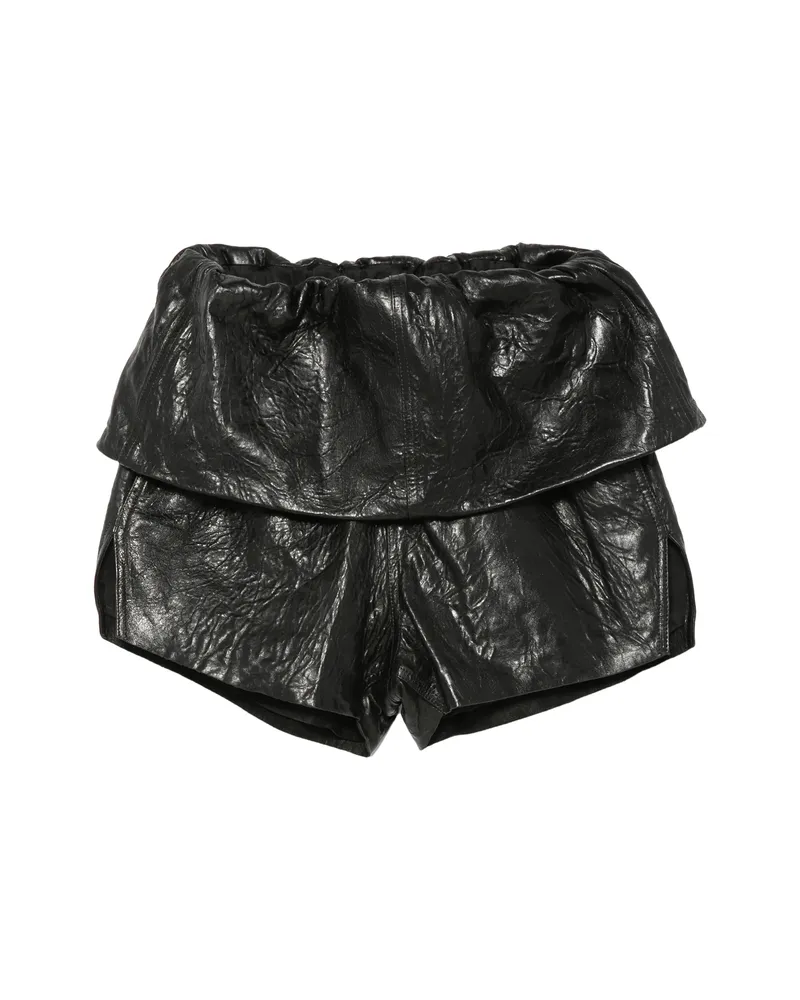 Rick Owens Crater Leather Shorts Black