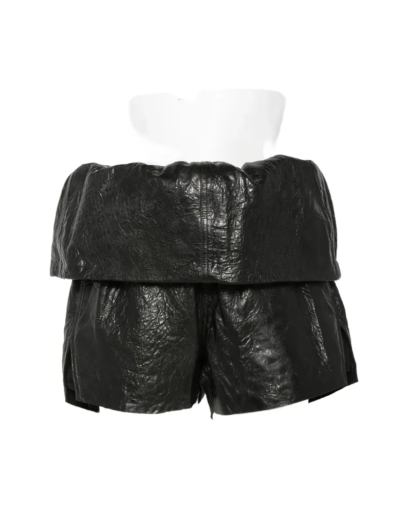 Rick Owens Crater Leather Shorts Black