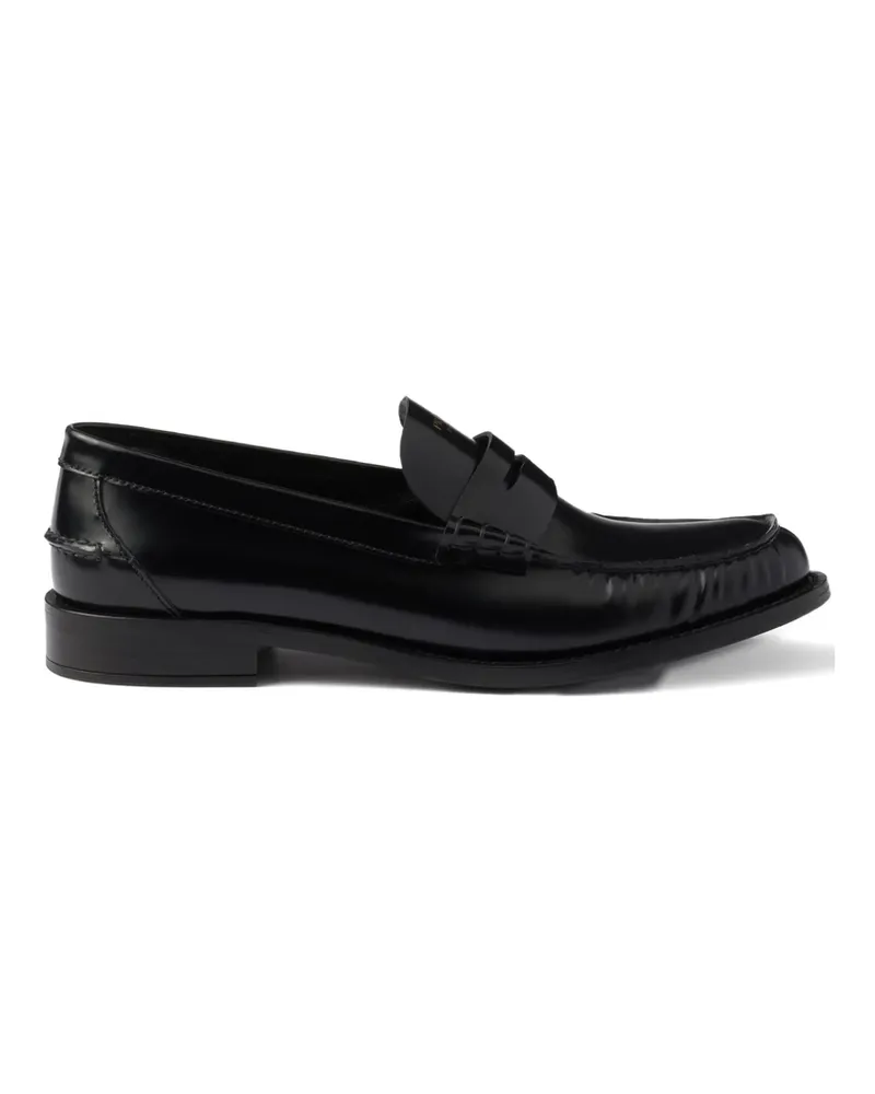 Prada 20mm Brushed-leather Band Loafers Black
