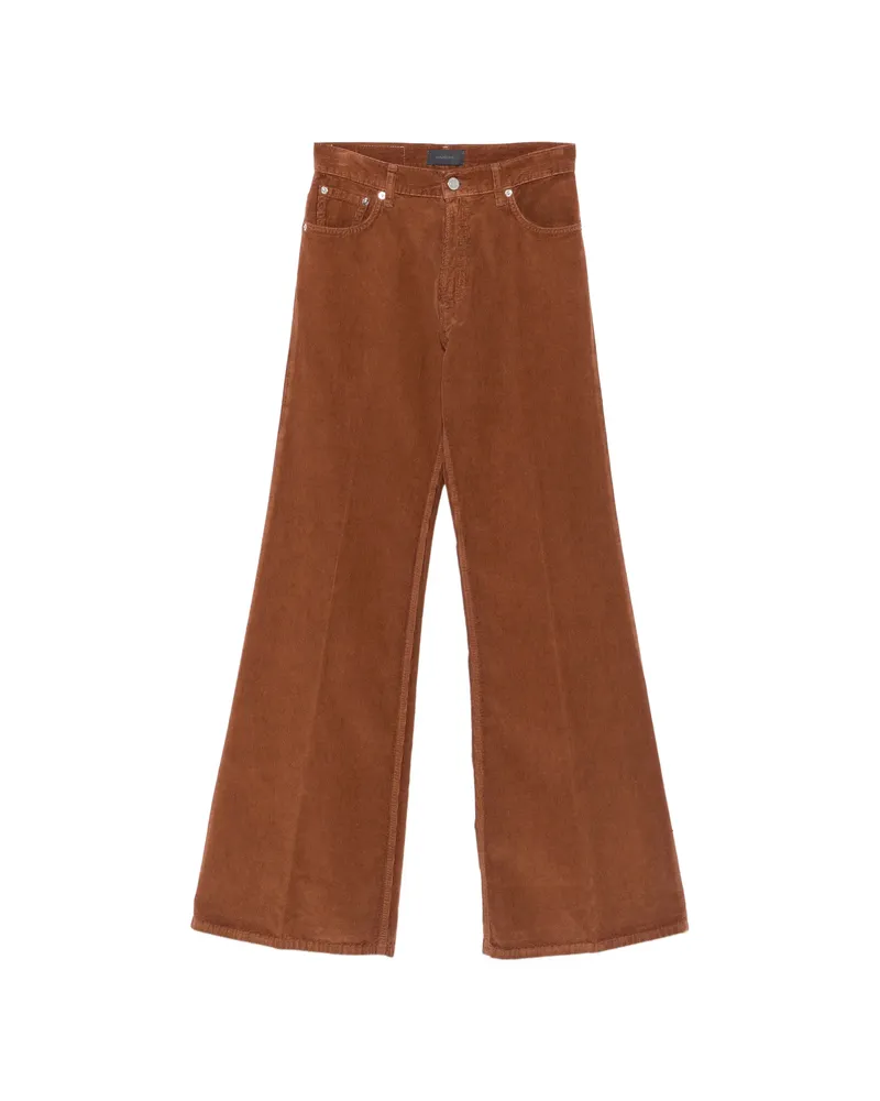 Haikure Corduroy Flared Trousers Brown