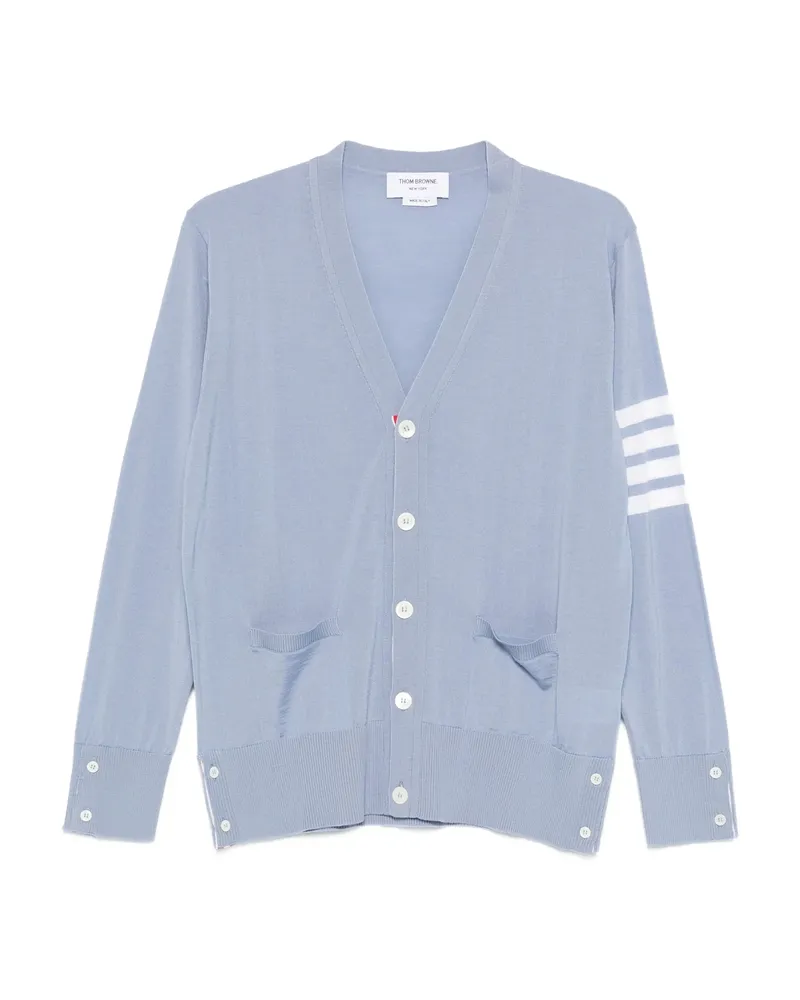 Thom Browne V-neck Fine-knit Cardigan Blue