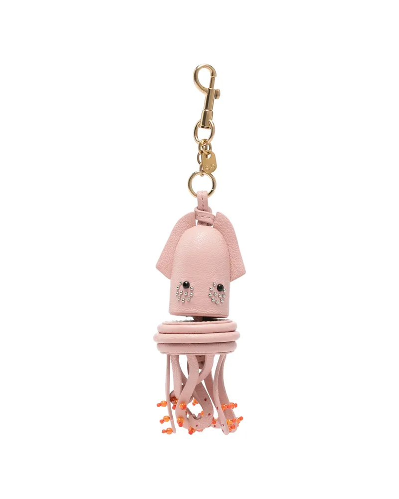 Anya Hindmarch Squid-shape Bead-embellished Keyring Pink