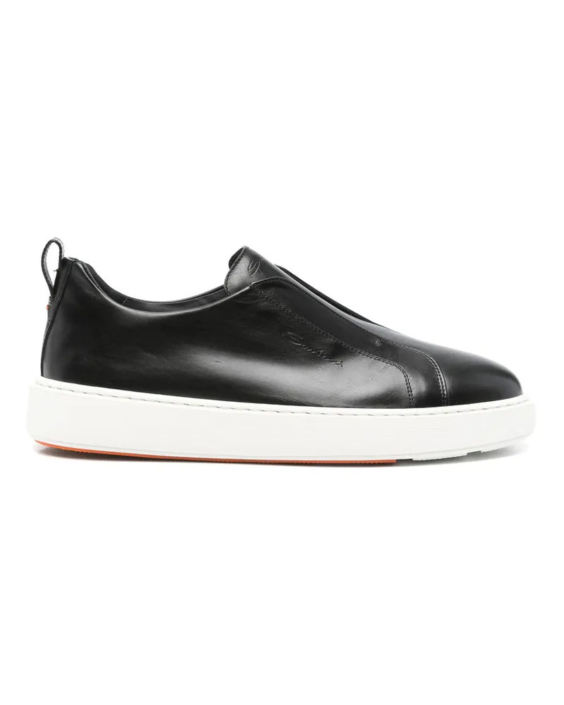 Santoni Slip-on Leather Sneakers Black
