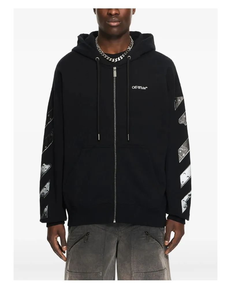 OFF-WHITE Metal Arrow Zip-up Hoodie Black