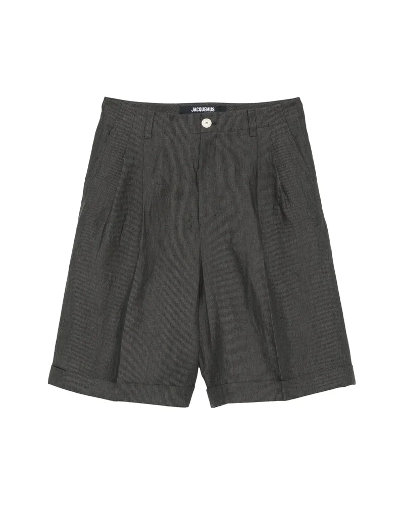 Jacquemus Pastro Pleated Cuffed-hem Shorts Grey