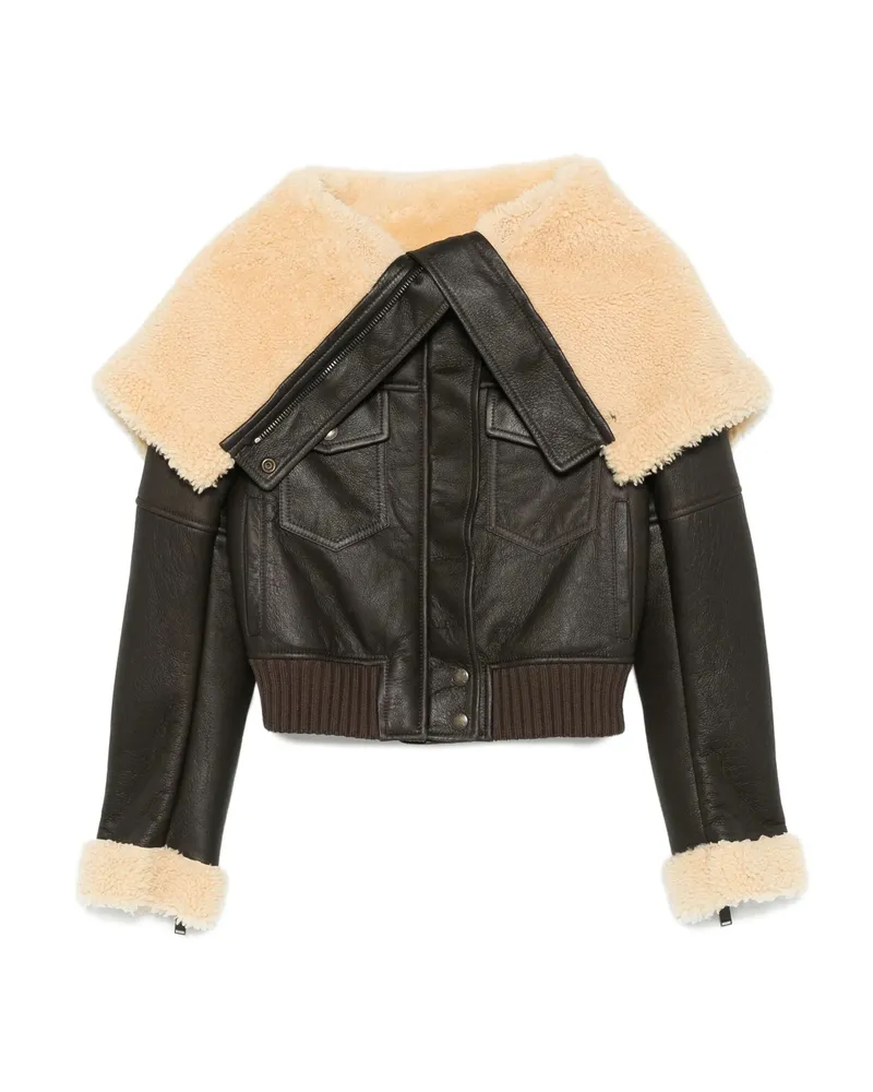 Alexander McQueen Shearling-collar Leather Jacket Brown