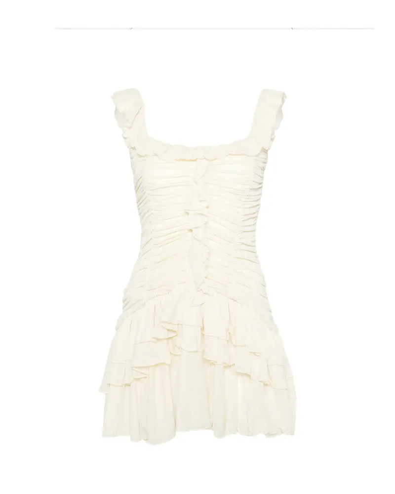 SIEDRES Gemma Ruffled Mini Dress Neutrals