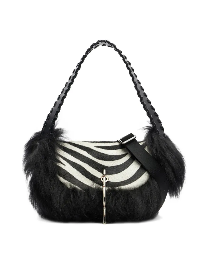 Blumarine Mini Zebra-print Shoulder Bag White