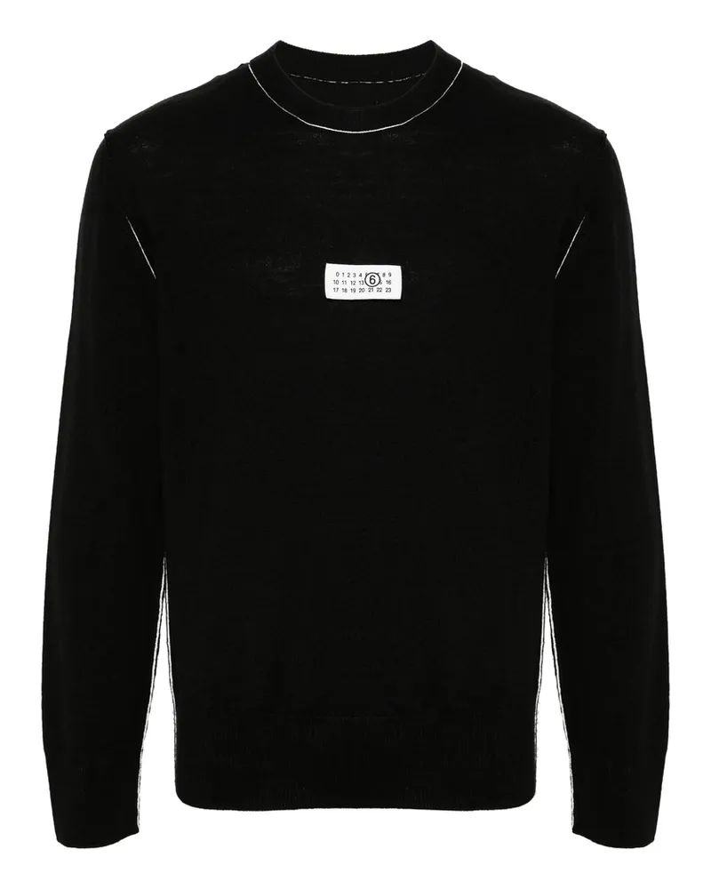 Maison Margiela Numbers-motif Fine-knit Jumper Black