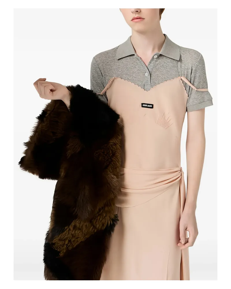 Miu Miu Scalloped-edge Draped Midi Dress Pink