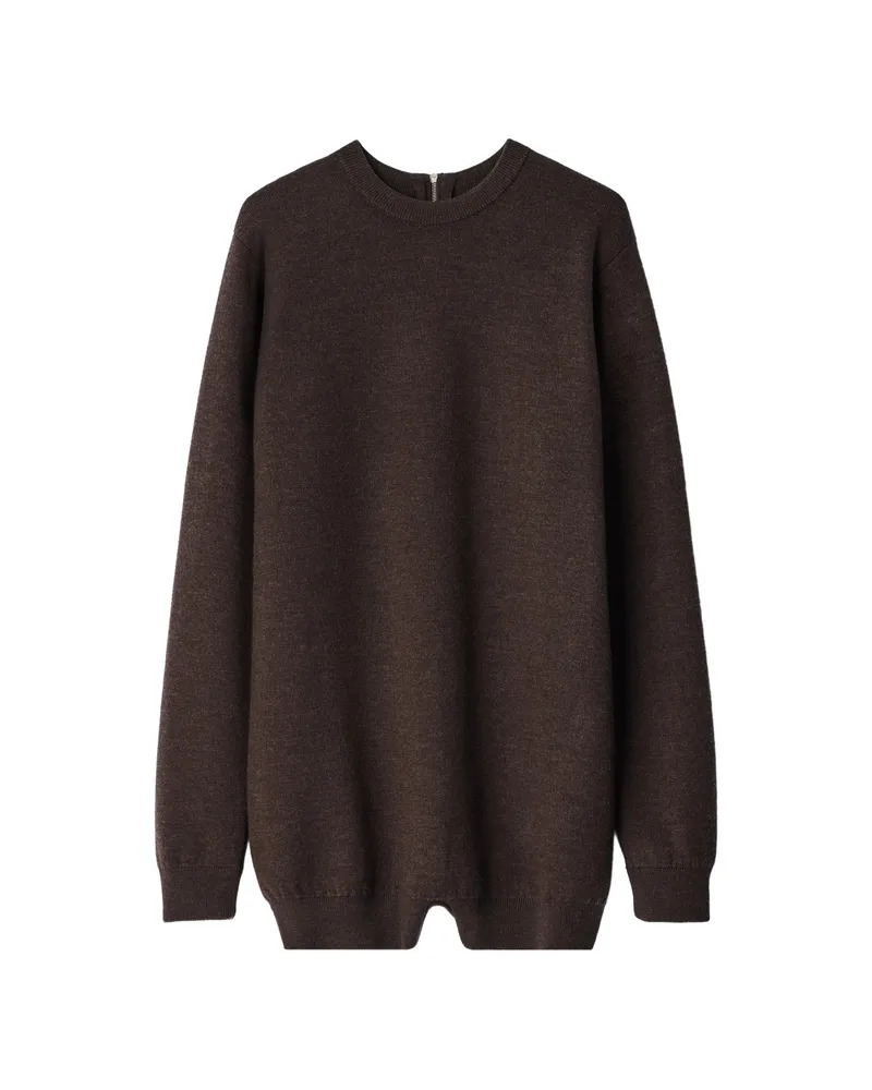 Christophe Lemaire Relaxed Jumpsuit In Felted Merino Wool Brown