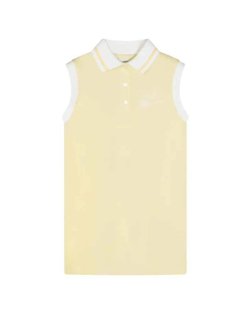 Fendi Logo-embroidered Sleeveless Dress Yellow