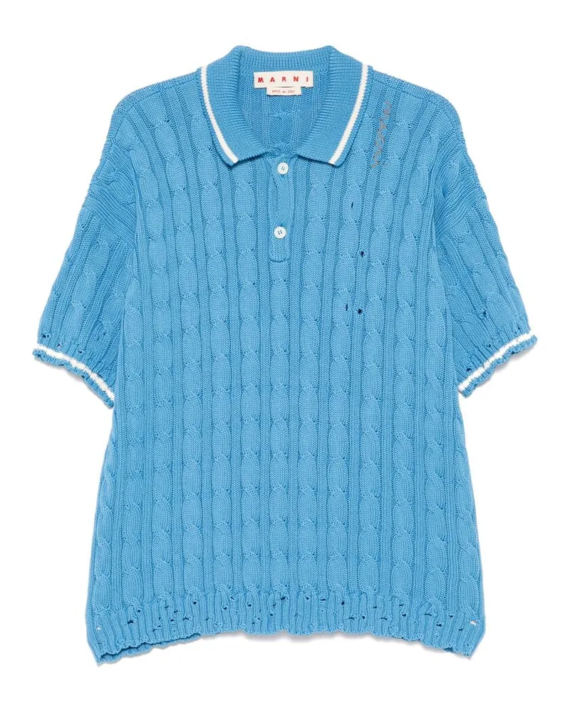 Marni Cable-knit Polo Shirt Blue