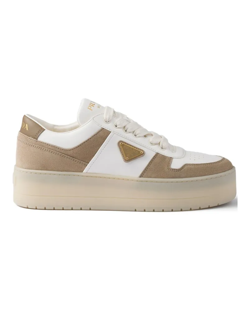 Prada Downtown Bold Leather Sneakers White