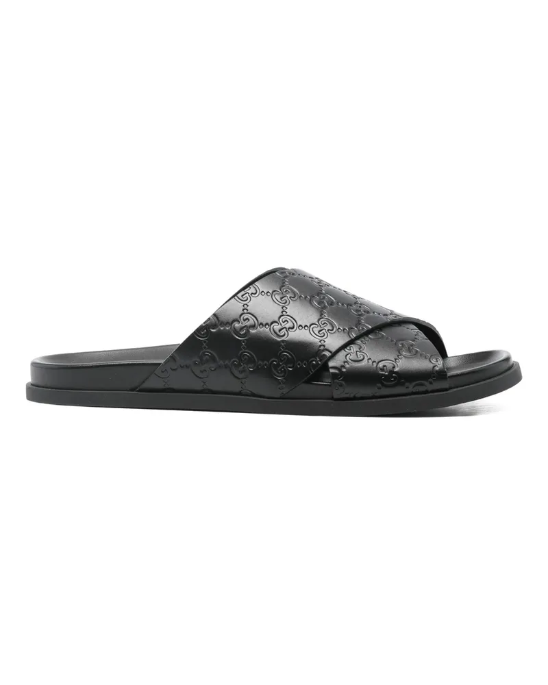 Gucci Interlocking-G Criss-cross Flat Sandals Black