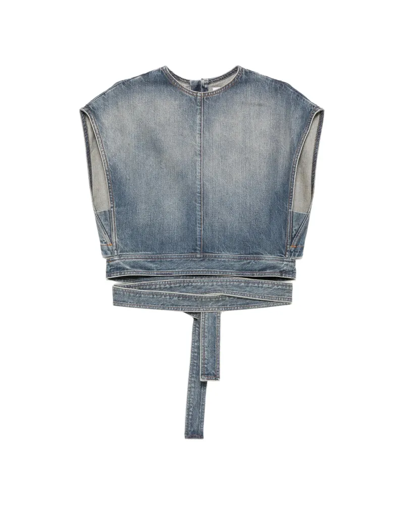 Alaïa Belted Denim Top Blue