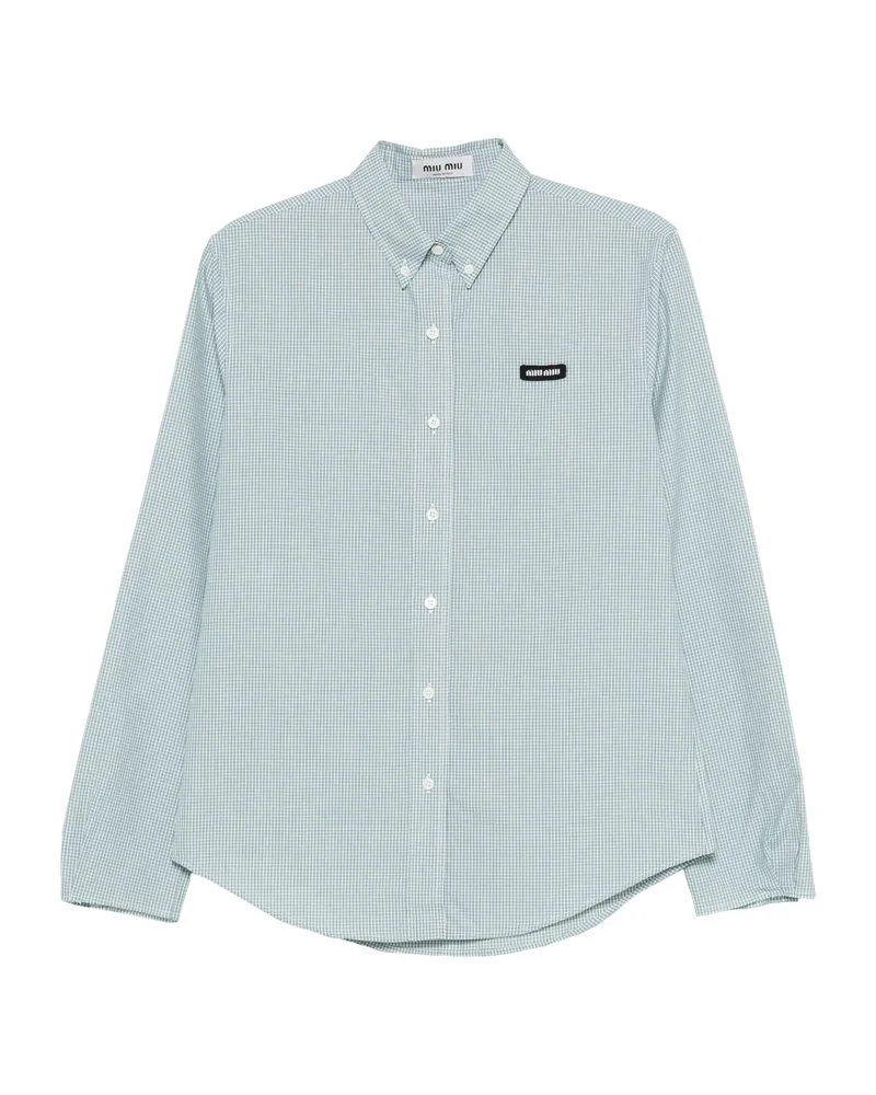 Miu Miu Check-pattern Buttoned Shirt Green