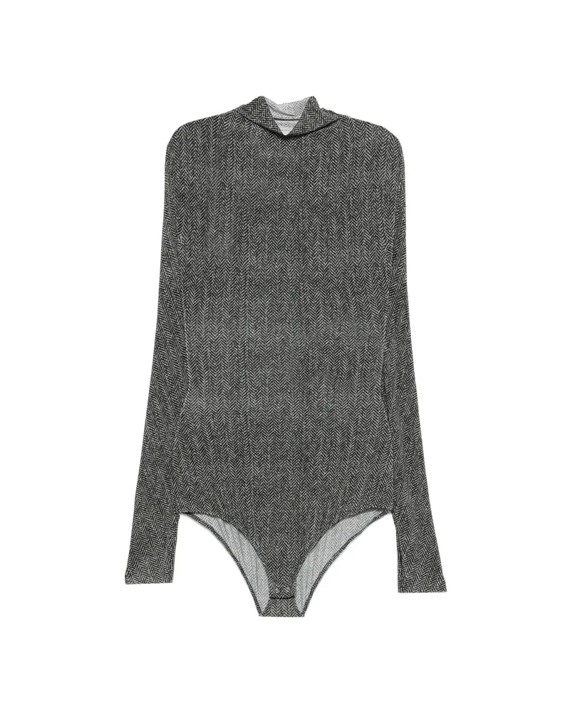 Maison Margiela Herringbone-print High-neck T-shirt Grey