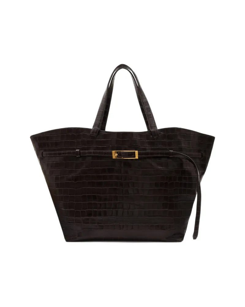 Anine Bing Elly Tote Embossed- Dark Brown Brown