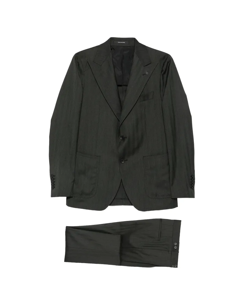 Tagliatore Herringbone Single-breasted Suit Green
