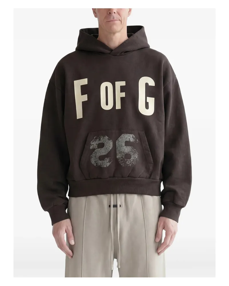 Fear of God F Of G Classic Logo-print Raglan-sleeve Hoodie Brown