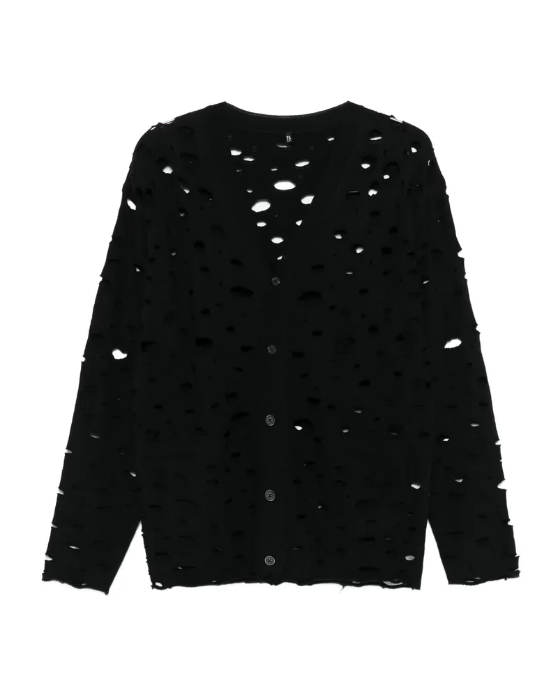 R13 Distressed Button-up Cardigan Black