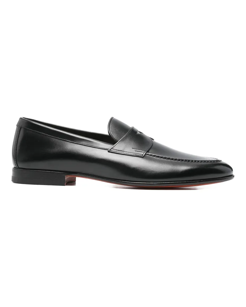 Santoni Leather Loafers Black