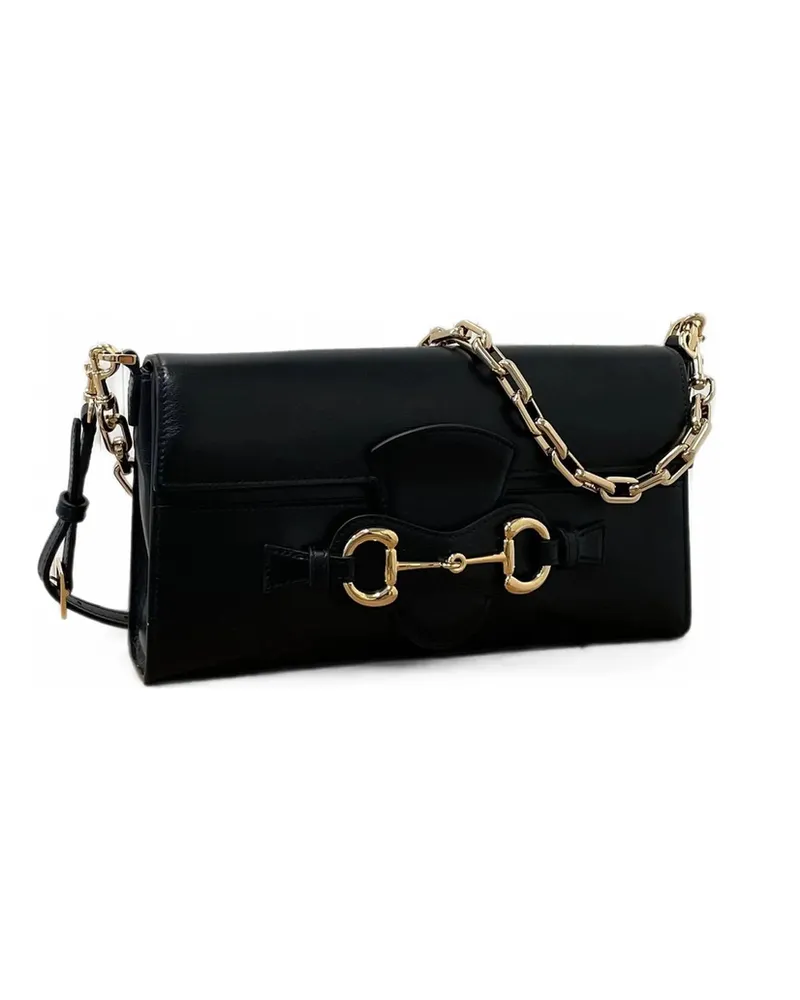 Gucci Horsebit Ristretto Medium Shoulder Bag Black
