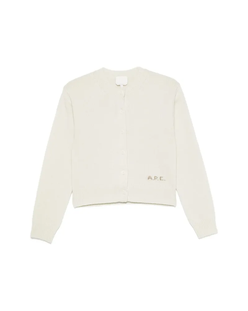 A.P.C. A. p.c. Logo-embroidered Ribbed-trim Cardigan Neutrals