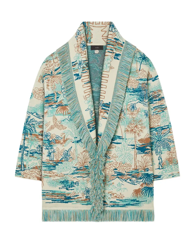 Alanui Lost In The Blue Fringed Cardigan Blue