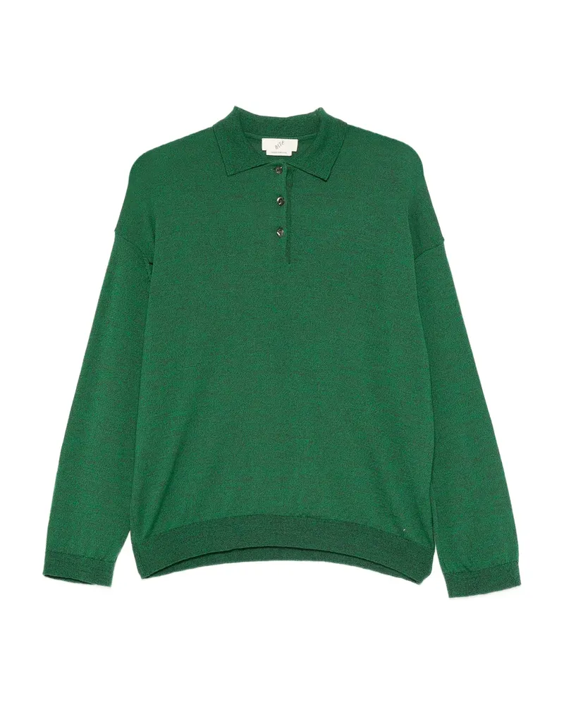 BITE Studios Buttoned Polo Sweater Green