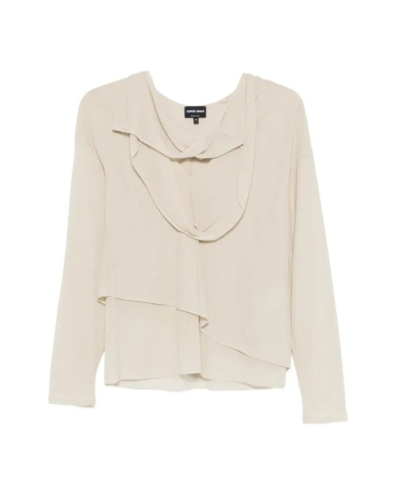 Giorgio Armani Draped Layered Blouse Neutrals