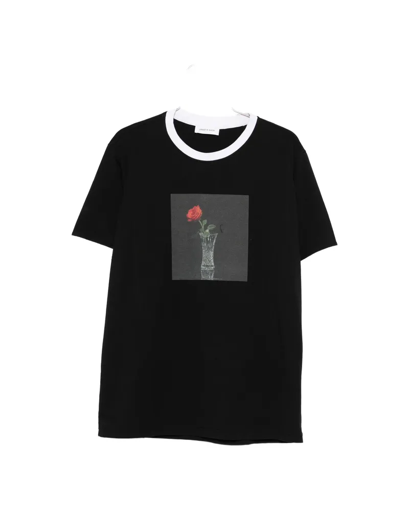 Ernest W. Baker Round-nek Rose-print T-shirt Black