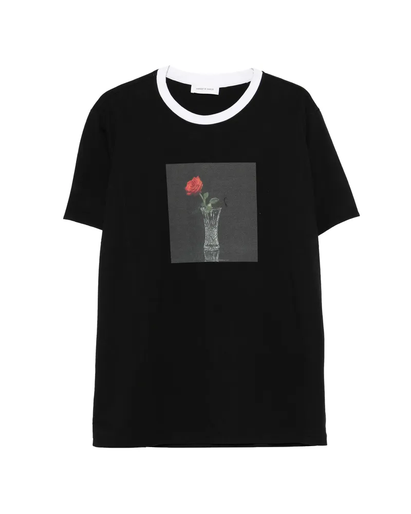 Ernest W. Baker Round-nek Rose-print T-shirt Black