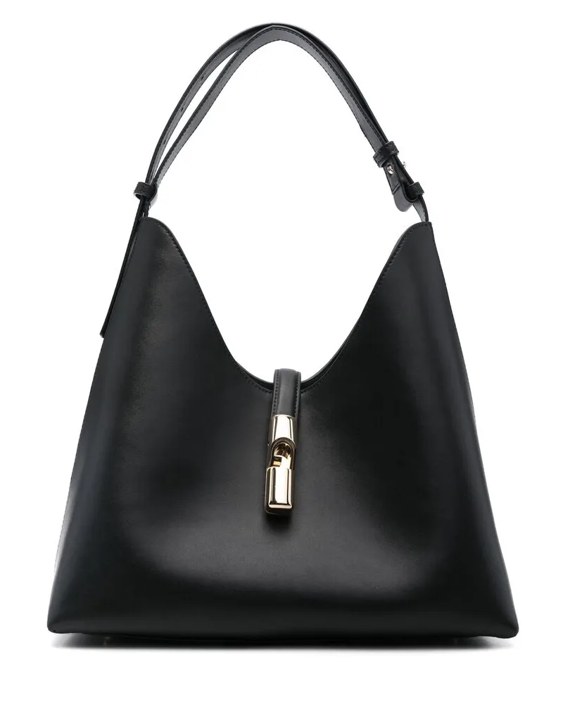 Furla Goccia Leather Shoulder Bag Black