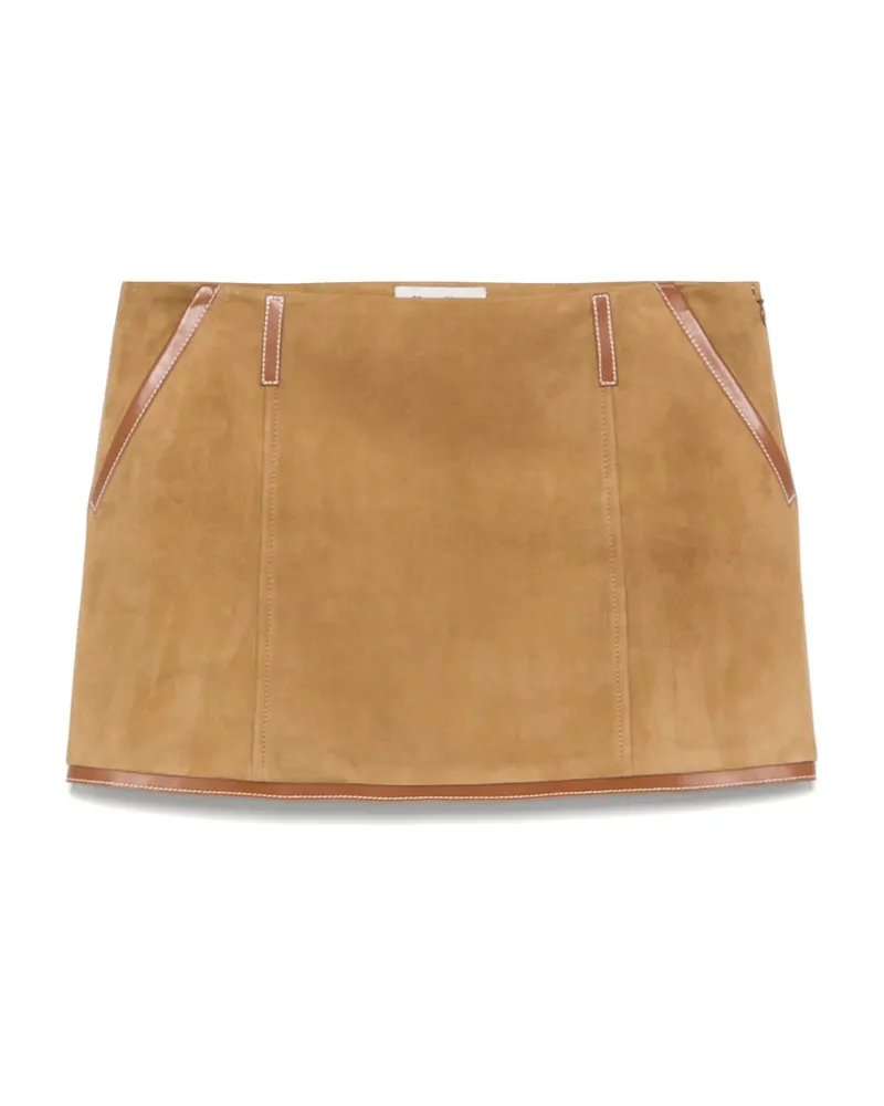 Miu Miu Logo-patch Mini Skirt Brown