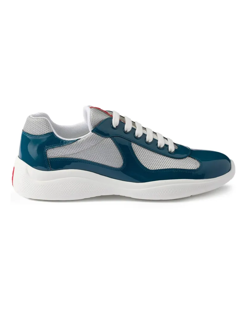 Prada Patent-leather Logo-detail Sneakers Blue