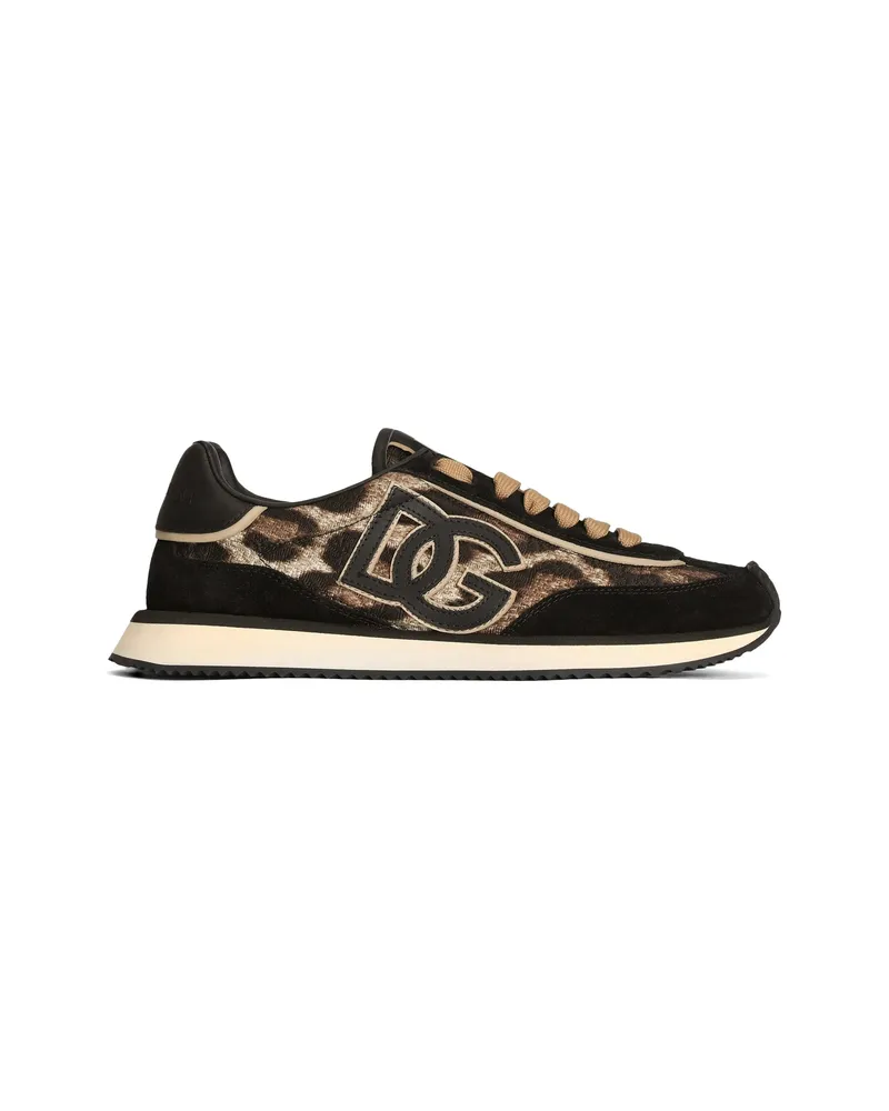 Dolce & Gabbana Leo-print Fabric DG Cushion Sneakers Brown
